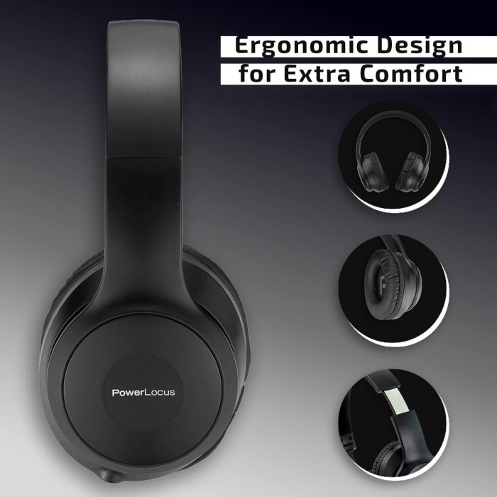 PowerLocus P6 Słuchawki Bezprzewodowe Nauszne, Bluetooth 5.3, super basowy dźwięk stereo Hi-Fi, 40 godzin czasu pracy baterii,