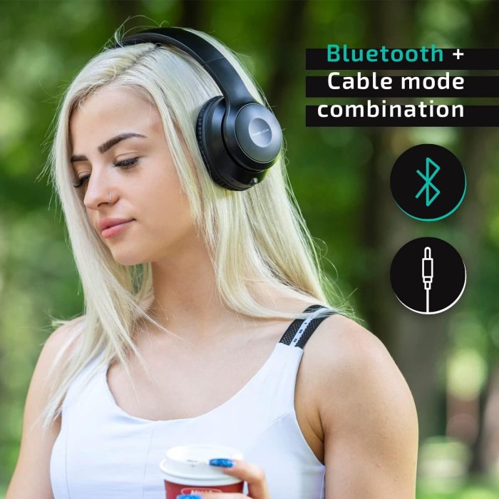 PowerLocus P6 Słuchawki Bezprzewodowe Nauszne, Bluetooth 5.3, super basowy dźwięk stereo Hi-Fi, 40 godzin czasu pracy baterii,