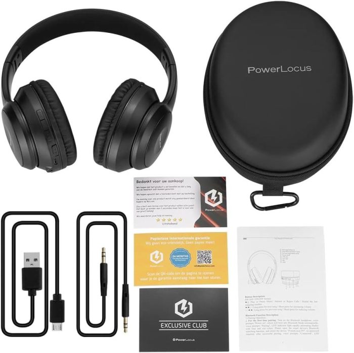 PowerLocus P6 Słuchawki Bezprzewodowe Nauszne, Bluetooth 5.3, super basowy dźwięk stereo Hi-Fi, 40 godzin czasu pracy baterii,