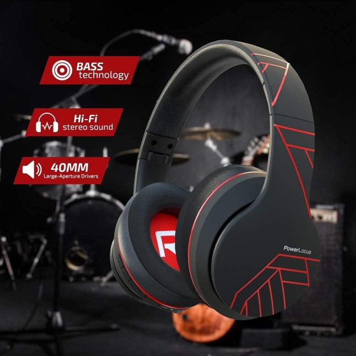 PowerLocus P6 Słuchawki Bezprzewodowe Nauszne, Bluetooth 5.3, super basowy dźwięk stereo Hi-Fi, 40 godzin czasu pracy baterii,