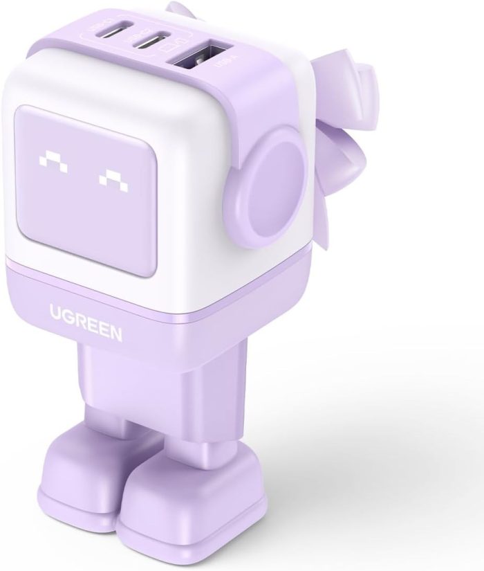 UGREEN Nexode RG Ładowarka USB C Robot o mocy 65 W Ładowarka GaN Zasilacz USB C 3-portowa szybka ładowarka Robot Kompatybilna z