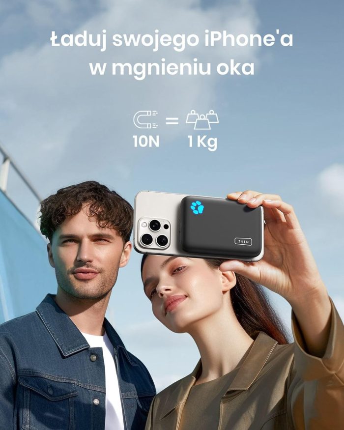 INIU Magnetyczny powerbank, mały, ale mocny, 10 000 mAh, 20 W, z wejściem i wyjściem USB C, magnetyczne, zewnętrzne akumulatory