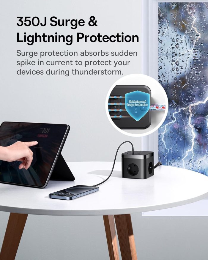 Baseus GaN5 listwa zasilająca USB C, 30 W, kostka, ładowarka USB C, 3-krotne gniazdko z przełącznikiem, przenośna ładowarka PD