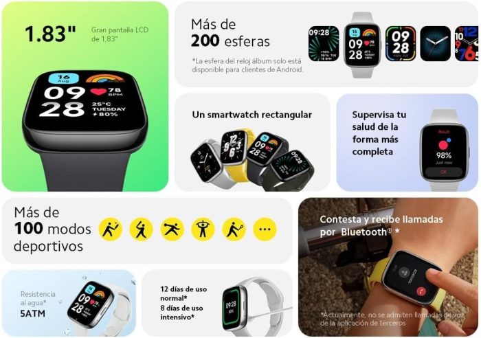 Xiaomi Redmi Watch 3 Active - połączenia Bluetooth, 1,83-calowy wyświetlacz LCD, monitor tętna, 100 trybów sportowych, do 12 dni