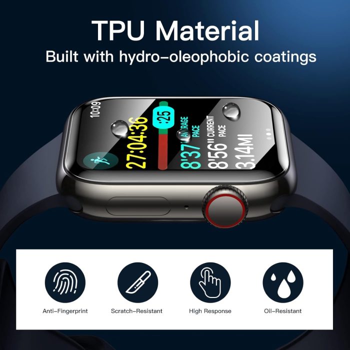 JETech Ochraniacz Ekranu dla Apple Watch SE (2022/2020) /Series 6 5 4 44 mm, Elastyczna Folia TPU, Odporny na Zarysowania HD