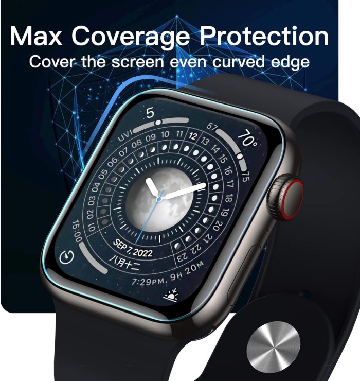 JETech Ochraniacz Ekranu dla Apple Watch SE (2022/2020) /Series 6 5 4 44 mm, Elastyczna Folia TPU, Odporny na Zarysowania HD