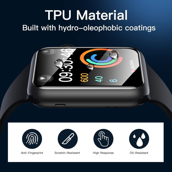 JETech Ochraniacz Ekranu dla Apple Watch SE (2022/2020) /Series 6 5 4 44 mm, Elastyczna Folia TPU, Odporny na Zarysowania HD