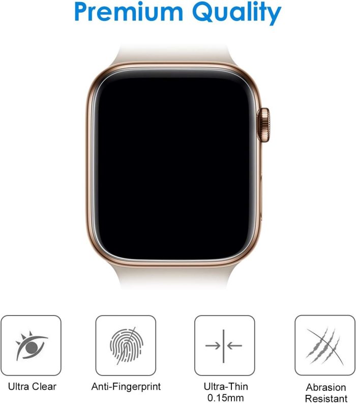 JETech Ochraniacz Ekranu dla Apple Watch SE (2022/2020) /Series 6 5 4 44 mm, Elastyczna Folia TPU, Odporny na Zarysowania HD