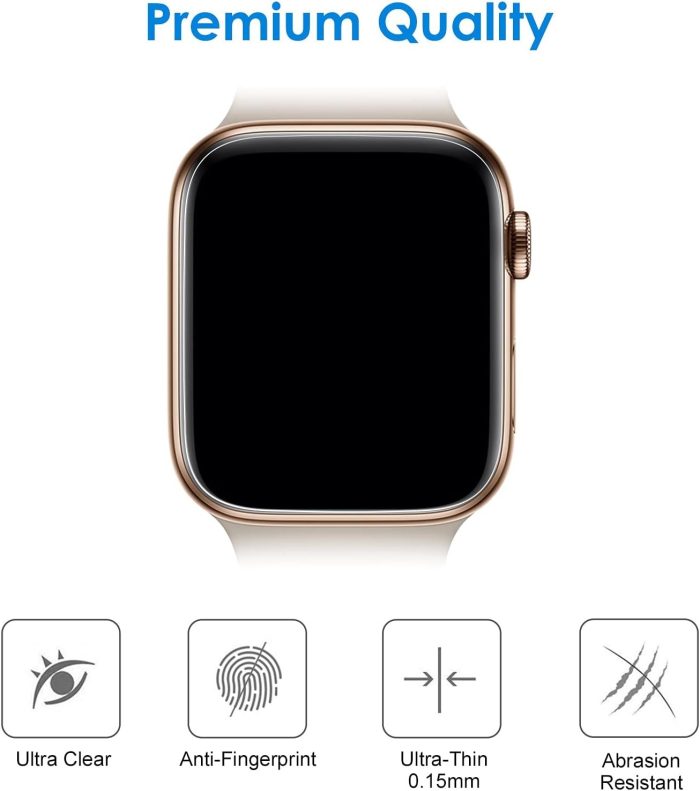 JETech Ochraniacz Ekranu dla Apple Watch SE (2022/2020) /Series 6 5 4 44 mm, Elastyczna Folia TPU, Odporny na Zarysowania HD