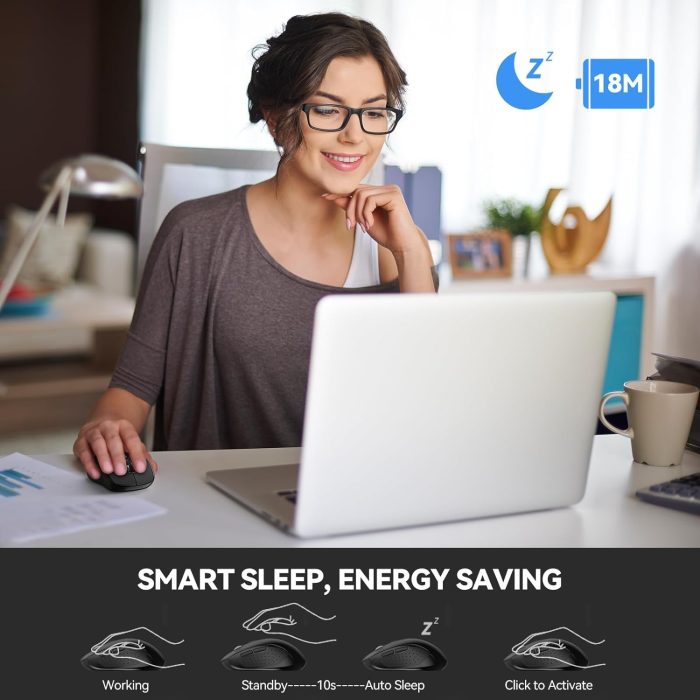 TECKNET Bezprzewodowa Mysz Bluetooth, Wiele Urządzeń, Ciche, Smukłe Mouse Bluetooth (Tryb Tri-Mode: BT 5.0/3.0+2.4G), Przenośna