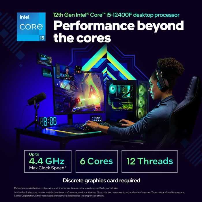 Intel Core i5-12400F 12. generacji komputer stacjonarny (taktowanie bazowe: 2,5 GHz, 6 rdzeni, LGA1700, RAM DDR4 i DDR5 do 128