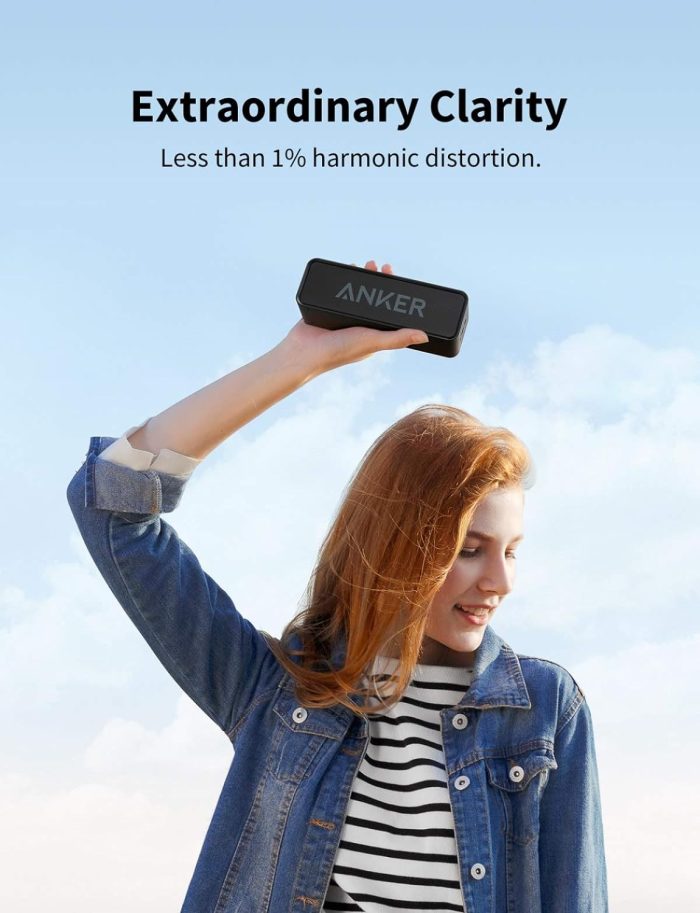 Anker SoundCore Przenośny Głośnik Bluetooth, 16.76 x 4.57 x 5.59 cm, Czarny