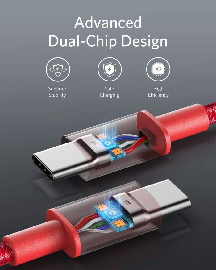 Anker Nylon USB-C na USB-C, kabel 100 W Type-C, 3 m, szybkie ładowanie, MacBook Pro 2020, iPad Pro 2020, Air 4, Galaxy S20 Plus