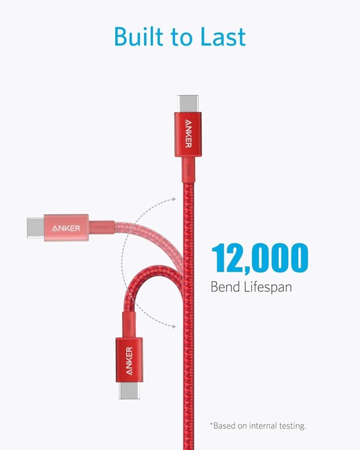 Anker Nylon USB-C na USB-C, kabel 100 W Type-C, 3 m, szybkie ładowanie, MacBook Pro 2020, iPad Pro 2020, Air 4, Galaxy S20 Plus