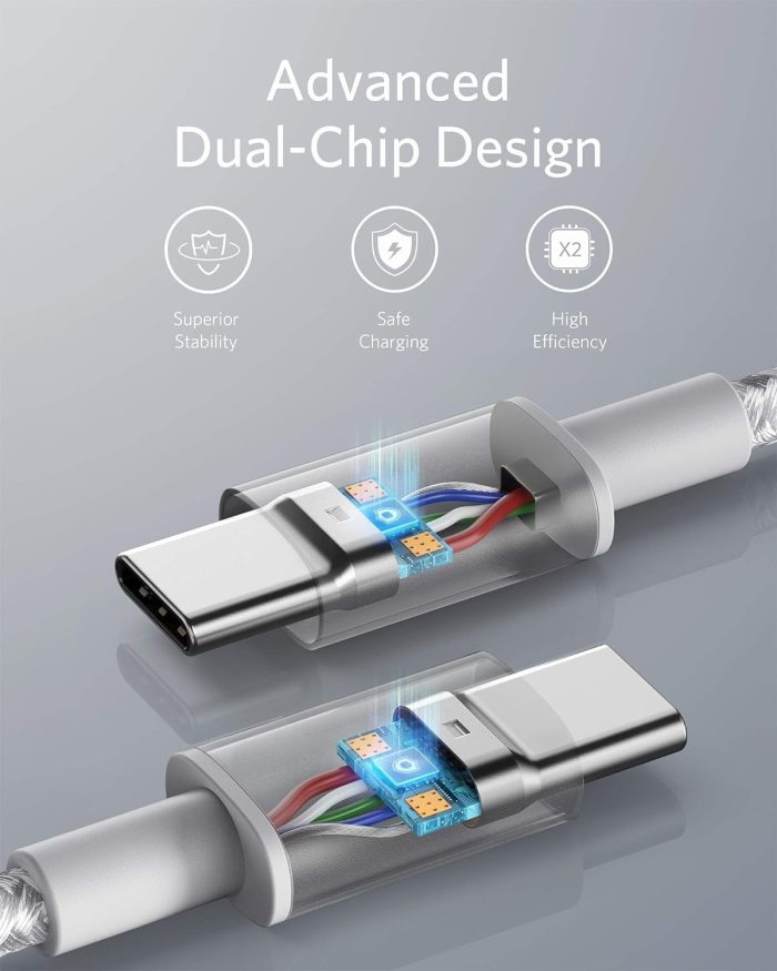 Anker Nylon USB-C na USB-C, kabel 100 W Type-C, 3 m, szybkie ładowanie, MacBook Pro 2020, iPad Pro 2020, Air 4, Galaxy S20 Plus