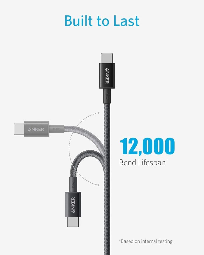 Anker Nylon USB-C na USB-C, kabel 100 W Type-C, 3 m, szybkie ładowanie, MacBook Pro 2020, iPad Pro 2020, Air 4, Galaxy S20 Plus