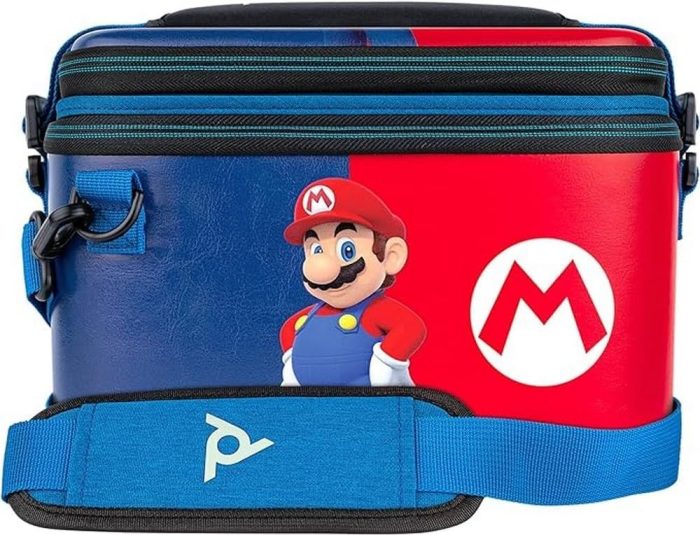 PDP Gaming Oficjalnie Licencjonowany Switch Pull-N-Go Travel Case - Mario - Semi-Hardshell Protection - Protective PU Leather -