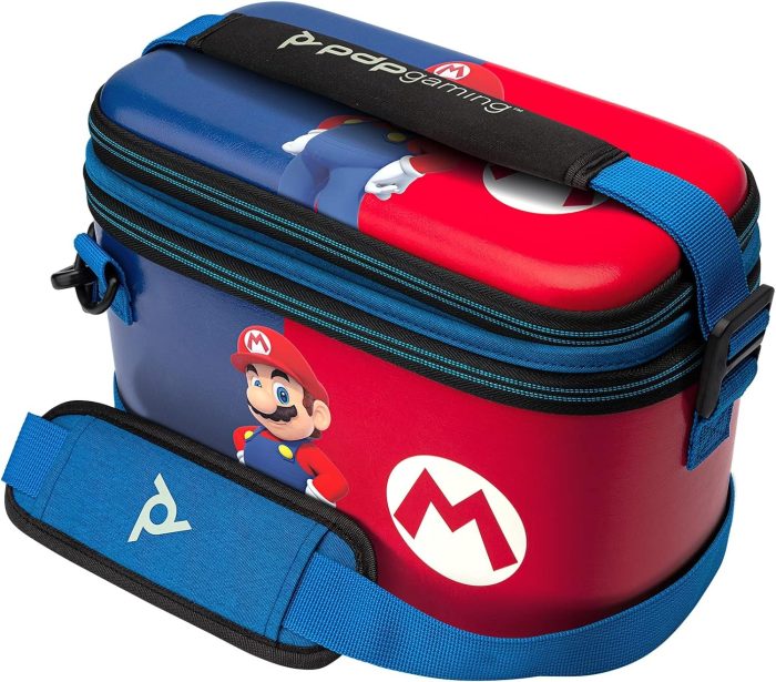 PDP Gaming Oficjalnie Licencjonowany Switch Pull-N-Go Travel Case - Mario - Semi-Hardshell Protection - Protective PU Leather -