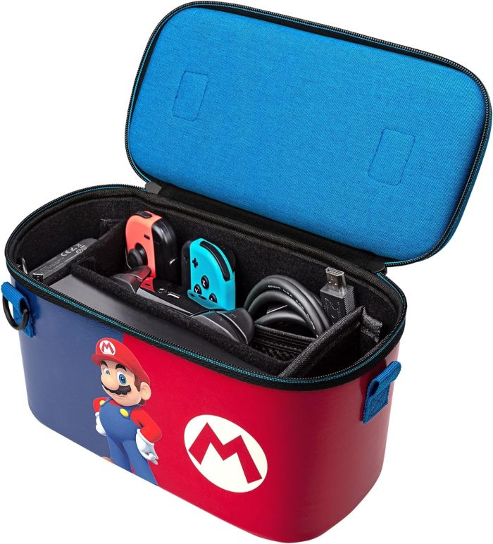 PDP Gaming Oficjalnie Licencjonowany Switch Pull-N-Go Travel Case - Mario - Semi-Hardshell Protection - Protective PU Leather -