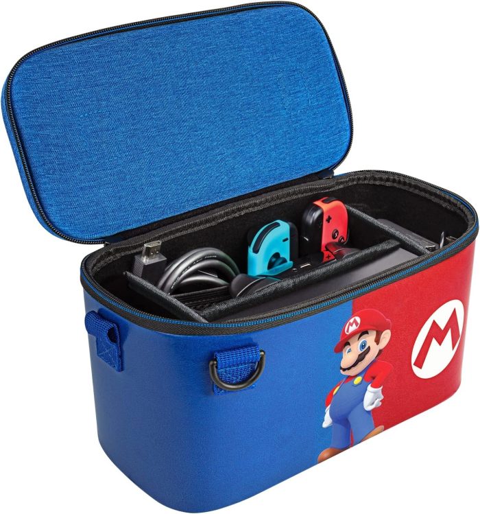 PDP Gaming Oficjalnie Licencjonowany Switch Pull-N-Go Travel Case - Mario - Semi-Hardshell Protection - Protective PU Leather -
