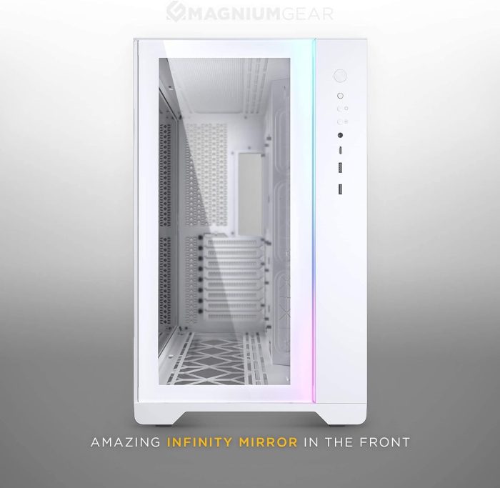 Magniumgear Neo Qube 2, dwukomorowe ATX Mid-Tower, oświetlenie cyfrowe RGB, panele ze szkła hartowanego, białe