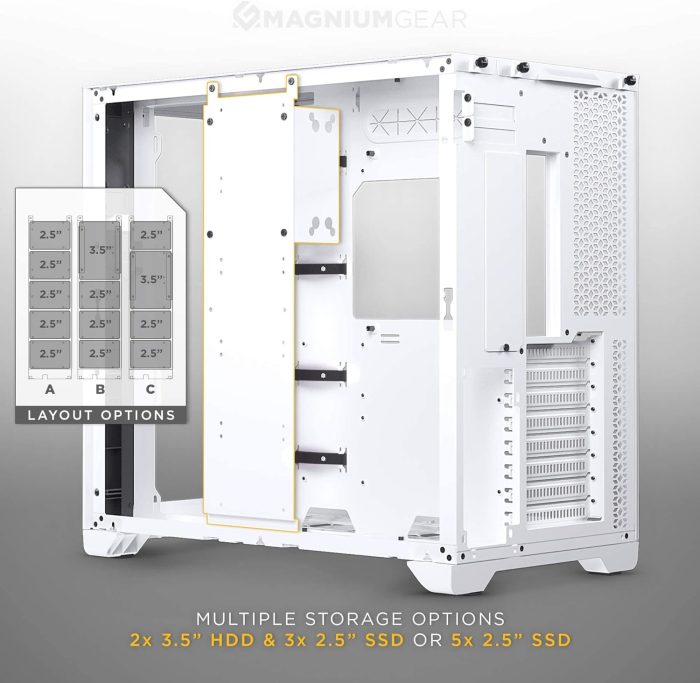 Magniumgear Neo Qube 2, dwukomorowe ATX Mid-Tower, oświetlenie cyfrowe RGB, panele ze szkła hartowanego, białe