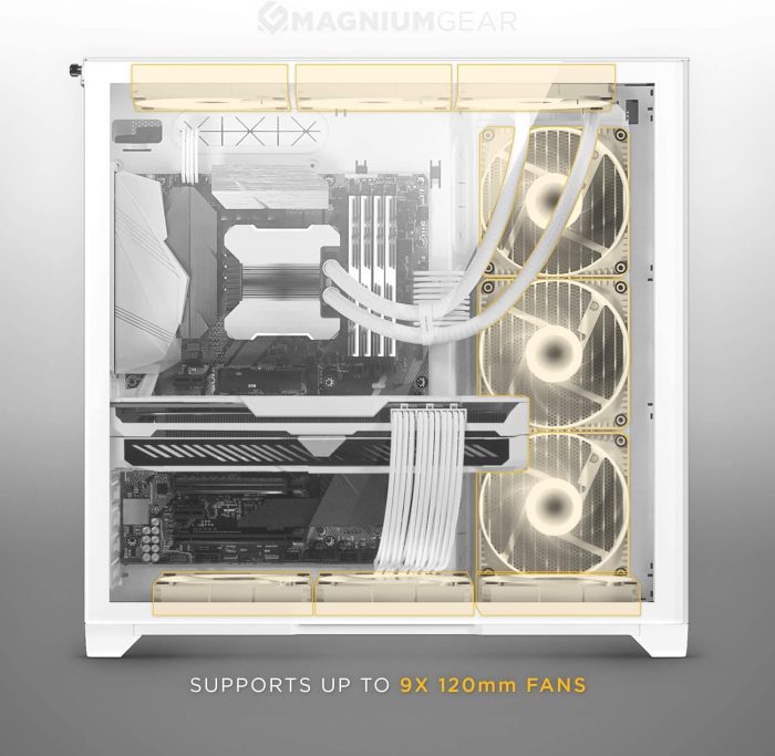 Magniumgear Neo Qube 2, dwukomorowe ATX Mid-Tower, oświetlenie cyfrowe RGB, panele ze szkła hartowanego, białe
