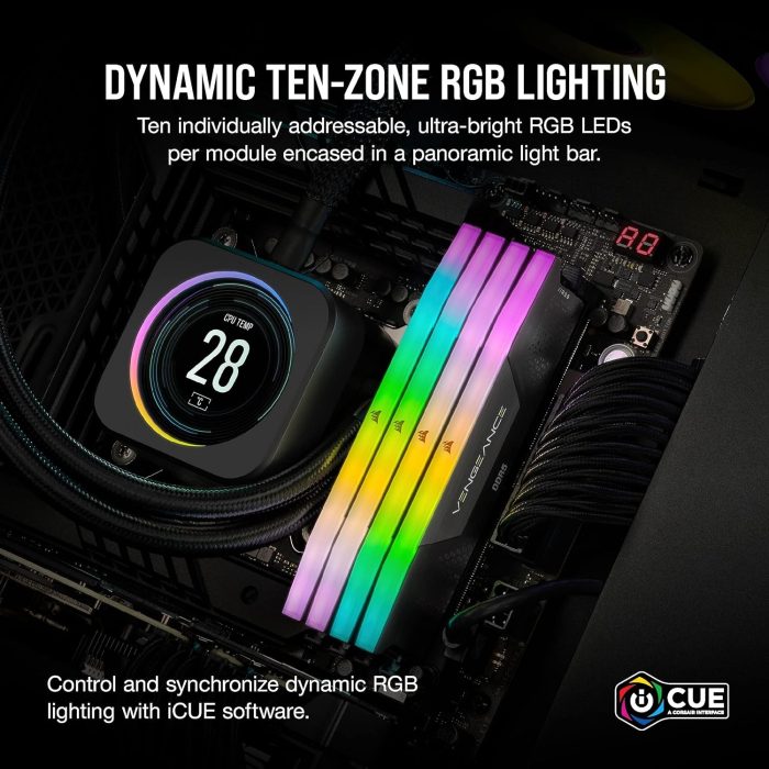 Corsair Vengeance Rgb CMH32GX5M2B6000Z30K Pamięć Ram, Szary (Rgb), 32 GB (2 x 16 GB)