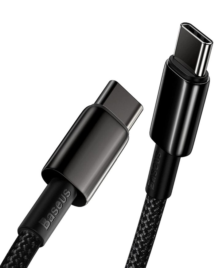 Baseus Kabel USB C, 100 W PD 5A QC 4.0 szybkie ładowanie USB C na USB C, stop cynku, nylonowy pleciony kabel do transmisji