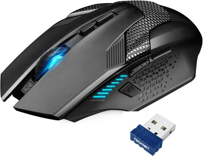 TECKNET Raptor 2.4G bezprzewodowa mysz gamingowa, 8 przycisków, 4800 DPI, 20 milionów kliknięć, profesjonalny komputer optyczny,