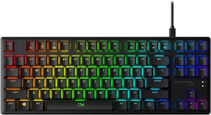 HyperX Alloy Origins Core Mechaniczna Klawiatura Gamingowa Tkl, Kompaktowy Format, HyperX Blue, Podświetlenie RGB LED