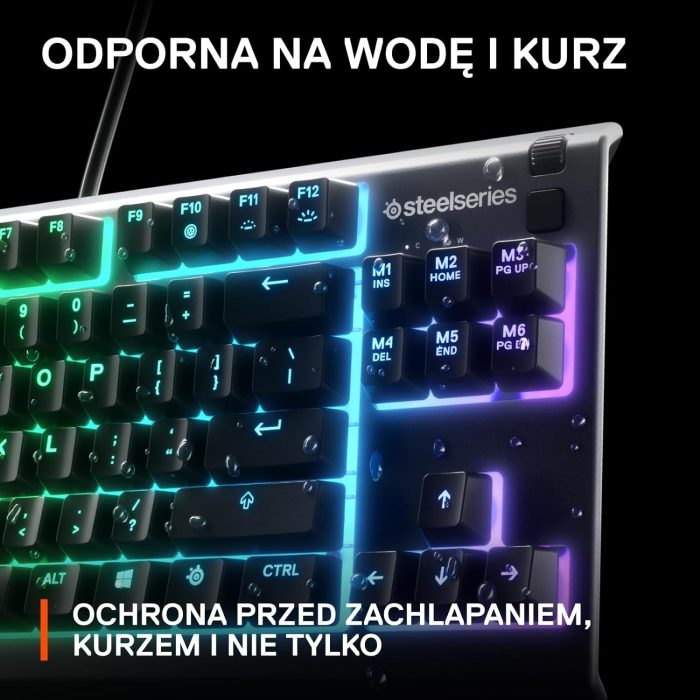 SteelSeries Apex 3 TKL - RGB Gaming Keyboard - Kompaktowa e-sportowa obudowa bez części numerycznej - 8-strefowe podświetlenie