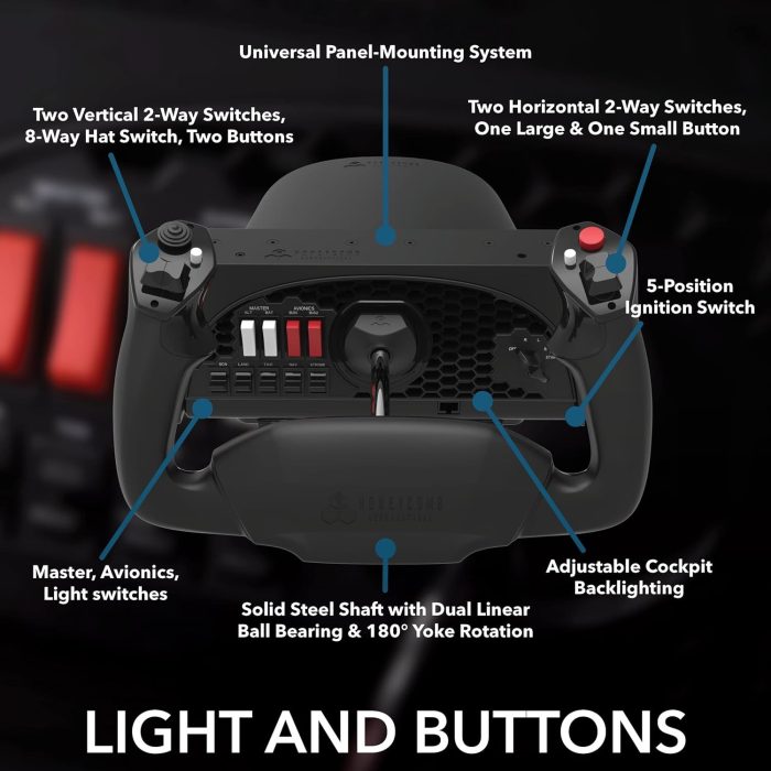 Honeycomb Aeronautical Alpha Flight Controls Yoke & Switch Panel w jakości lotniczej dla symulatorów lotu | Uniwersalny system