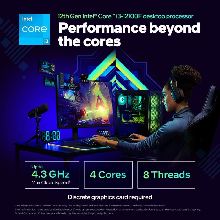 Intel Core I3-12100F BX8071512100F Procesor, Srebrny, 3,3 GHz