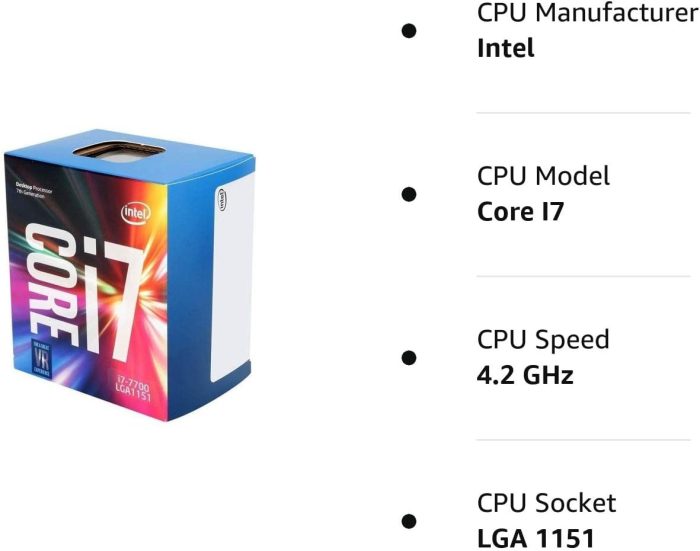 Intel Core i7-7700 Procesor biurkowy 4 rdzenie do 4,2 GHz LGA 1151 100/200 Series 65 W (odnowiony)