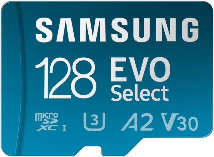 Samsung Karta pamięci EVO Select microSD, 128 GB Micro SD XC UHS-I U3 130 MB/s Full HD i 4K UHD Karta pamięci SD z adapterem,