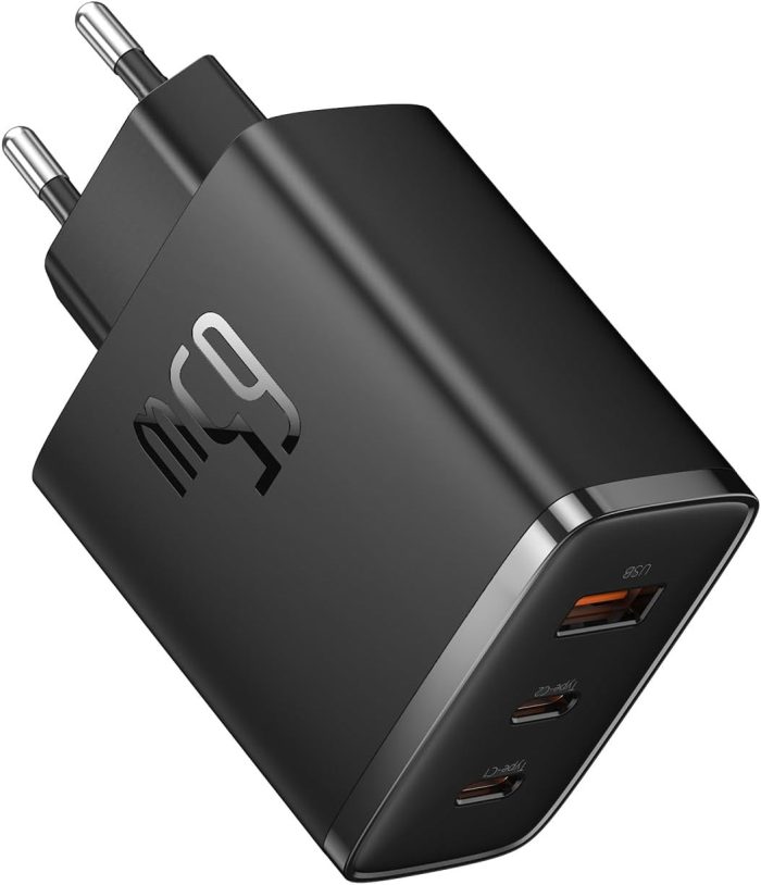 Baseus Ładowarka USB C, 65 W, zasilacz USB C, 3-portowy ładowarka PD, ładowarka z PPS, GaN szybka ładowarka kompatybilna z