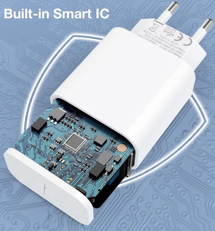 GEJIN Ładowarka USB C 20 W, certyfikat Apple MFi, zasilacz USB C PD 3.0, szybka ładowarka typu C na Lightning kabel 2 m do