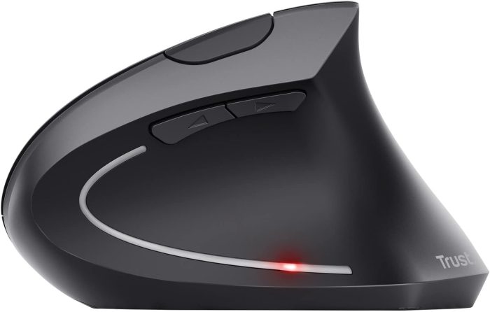 Trust Verto Verto Vertical Mouse, 800-1600 DPI, ergonomiczna mysz, praworęczna, bezprzewodowa mysz LED, 6 przycisków, RF 2.4GHz,