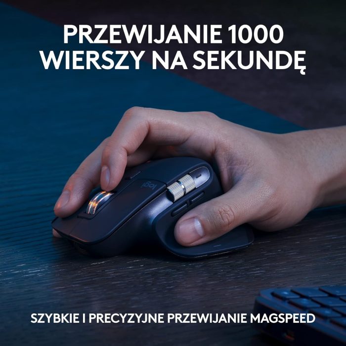Logitech MX Master 3S - ergonomiczna mysz bezprzewodowa z ultraszybkim przewijaniem, 8K DPI, działa nawet na szkle, ciche