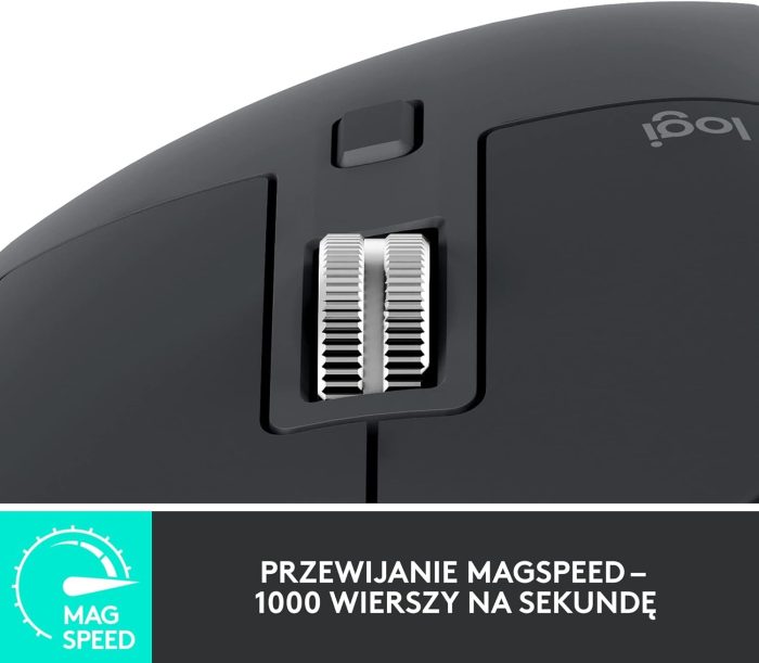 Logitech MX Master 3S - ergonomiczna mysz bezprzewodowa z ultraszybkim przewijaniem, 8K DPI, działa nawet na szkle, ciche