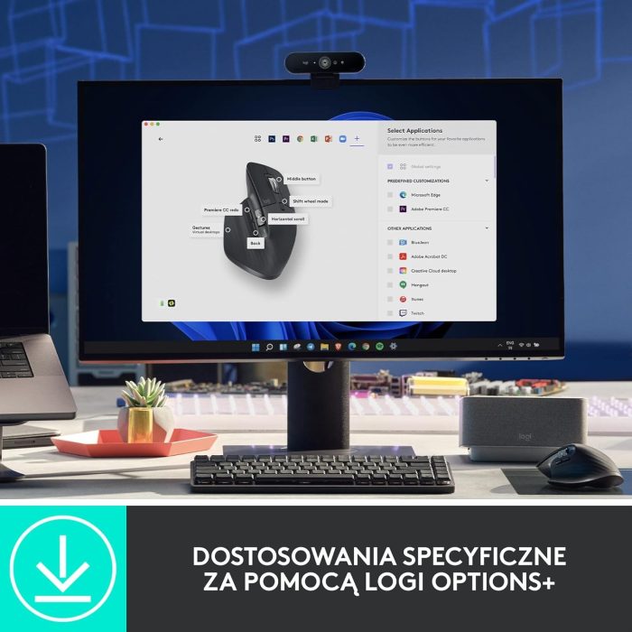 Logitech MX Master 3S - ergonomiczna mysz bezprzewodowa z ultraszybkim przewijaniem, 8K DPI, działa nawet na szkle, ciche