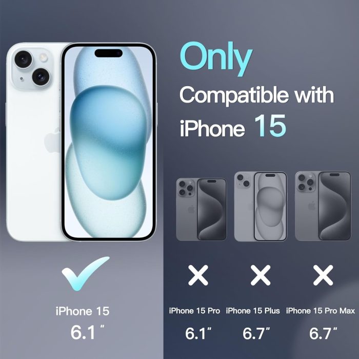JETech Magnetyczna Etui dla iPhone 15 6,1 Cala Kompatybilny z MagSafe, Półprzezroczysta Matowe Tylna Szczupły Odporny na