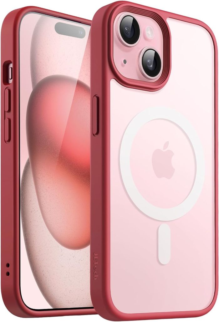 JETech Magnetyczna Etui dla iPhone 15 6,1 Cala Kompatybilny z MagSafe, Półprzezroczysta Matowe Tylna Szczupły Odporny na