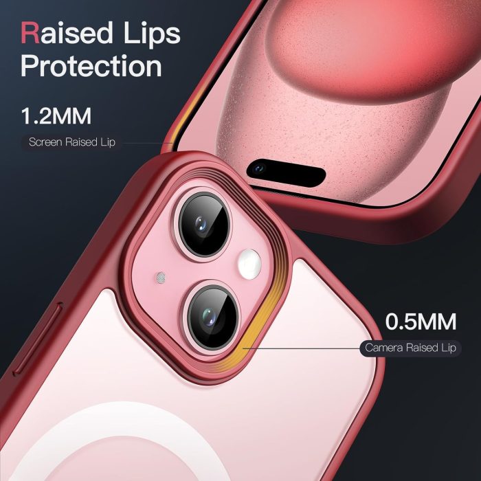 JETech Magnetyczna Etui dla iPhone 15 6,1 Cala Kompatybilny z MagSafe, Półprzezroczysta Matowe Tylna Szczupły Odporny na