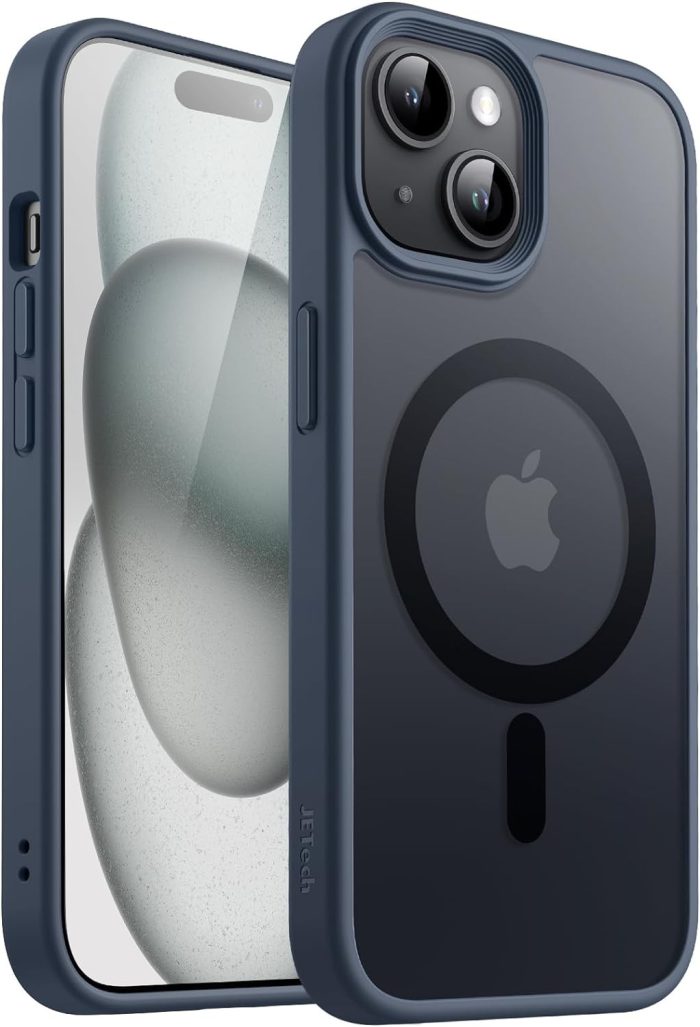 JETech Magnetyczna Etui dla iPhone 15 6,1 Cala Kompatybilny z MagSafe, Półprzezroczysta Matowe Tylna Szczupły Odporny na
