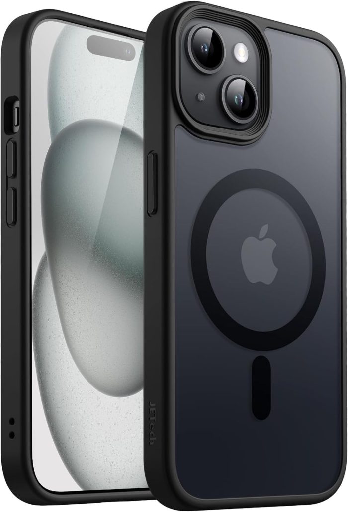 JETech Magnetyczna Etui dla iPhone 15 6,1 Cala Kompatybilny z MagSafe, Półprzezroczysta Matowe Tylna Szczupły Odporny na