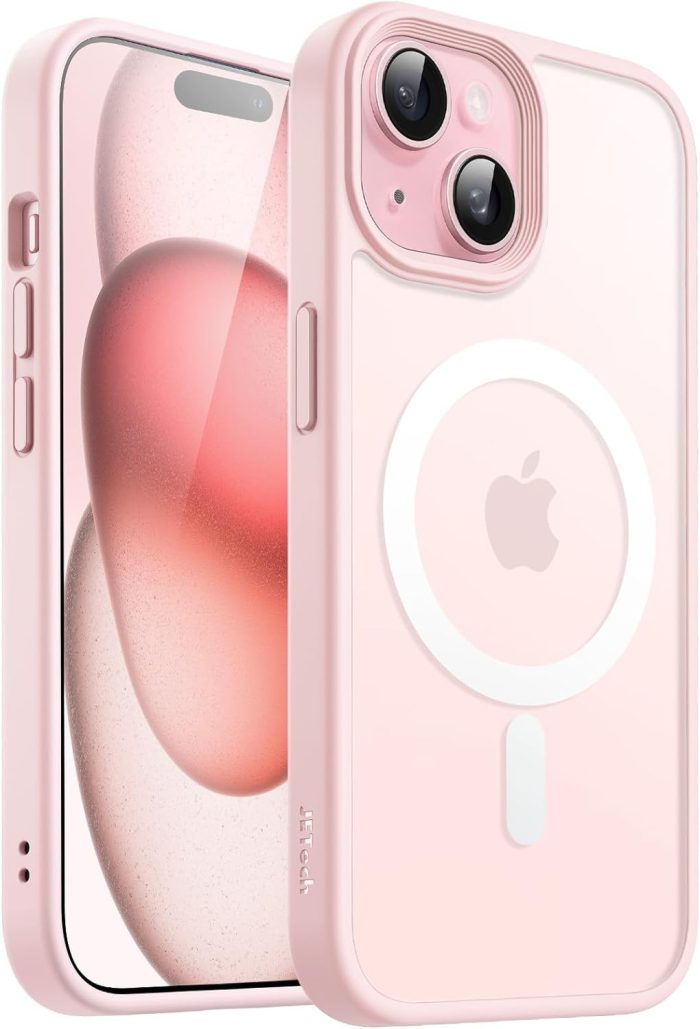 JETech Magnetyczna Etui dla iPhone 15 6,1 Cala Kompatybilny z MagSafe, Półprzezroczysta Matowe Tylna Szczupły Odporny na