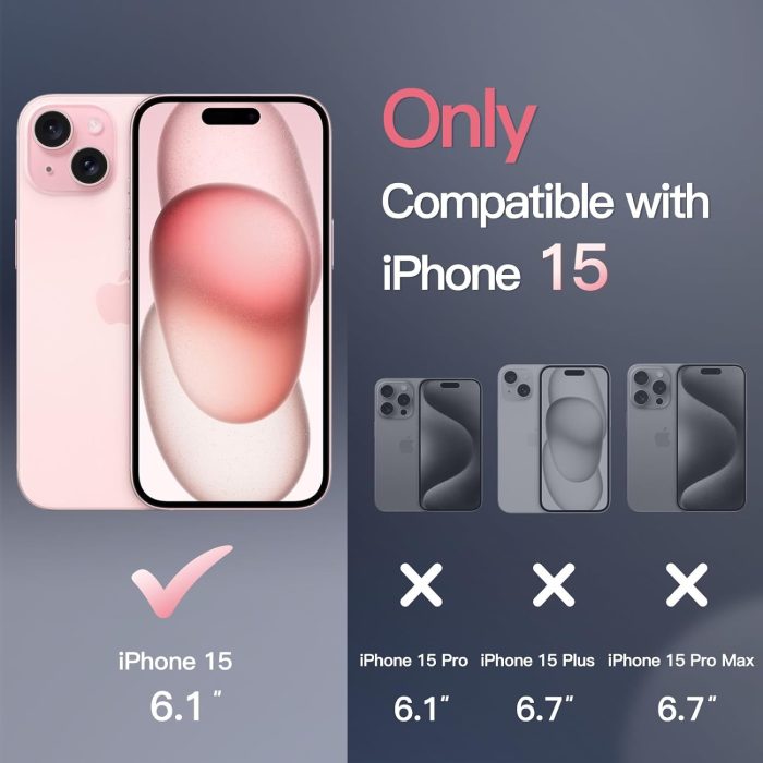 JETech Magnetyczna Etui dla iPhone 15 6,1 Cala Kompatybilny z MagSafe, Półprzezroczysta Matowe Tylna Szczupły Odporny na