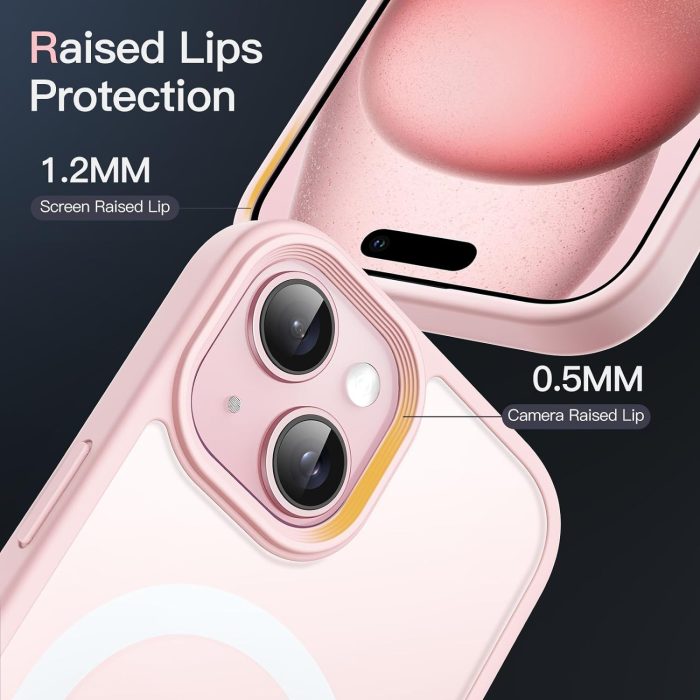 JETech Magnetyczna Etui dla iPhone 15 6,1 Cala Kompatybilny z MagSafe, Półprzezroczysta Matowe Tylna Szczupły Odporny na